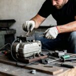 Expert Garage Doors technician servicing a gate motor.