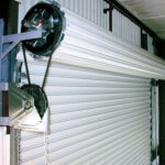 Inside view of roller shutter doors installed by Expert Garage Doors.