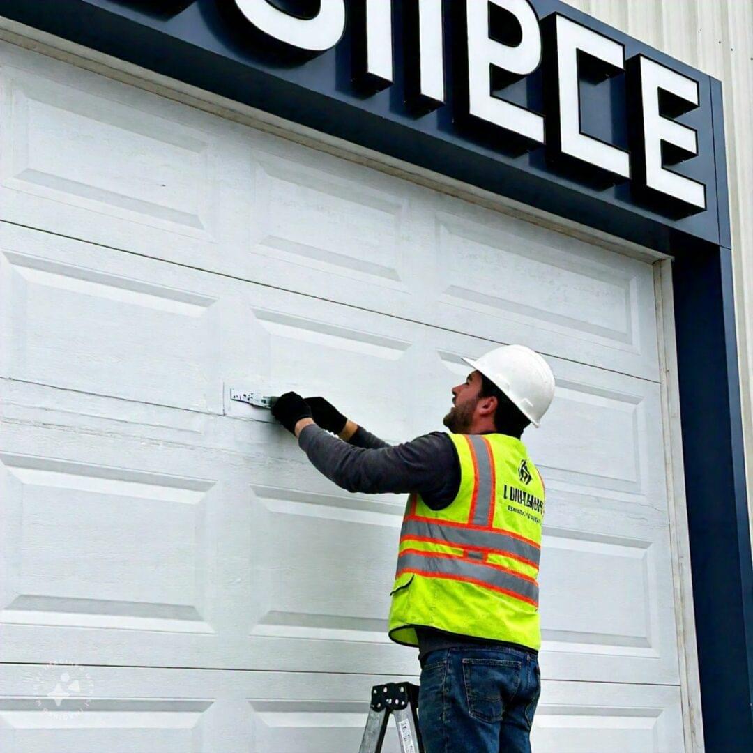Expert Garage Doors technician repairing garage door components.